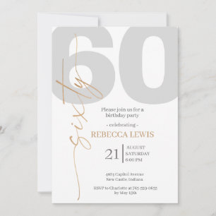 Classic Simple Sixty Modern Adult Birthday Invitation