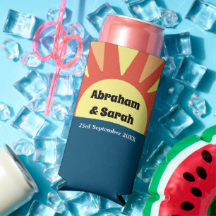 Classic Simple Sunrise Wedding Favours Seltzer Can Cooler