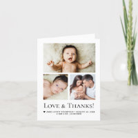 Classic Simple Typography Love & Thanks baby photo