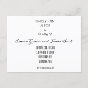Classic Simple Wedding Invitation Postcard