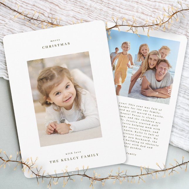 Classic & Simple White Christmas Modern Photo  Holiday Card (Creator Uploaded)