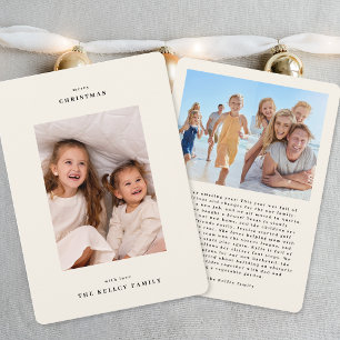 Classic Simple White Cream Christmas Modern Photo Holiday Card