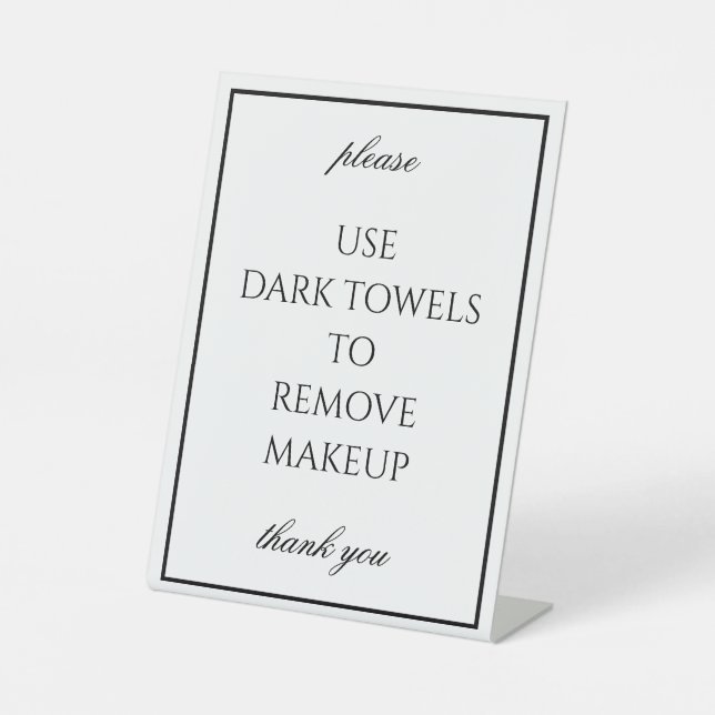 Classic Simple White Makeup Towel Counter Sign (Front)
