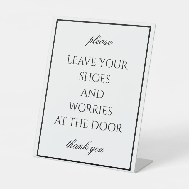 Classic Simple White Remove Shoes Counter Sign (Front)