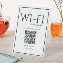Classic Simple White Wi-Fi QR Code Table Sign