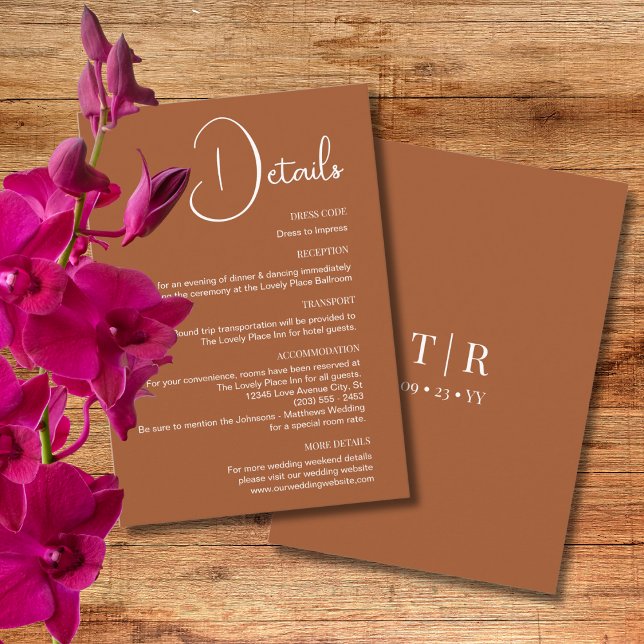 Classic Simplicity Terracotta Wedding Details Enclosure Card (Creator Uploaded)