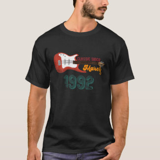 Classic Since March 1992 31St Birthday Guitar Love T-Shirt