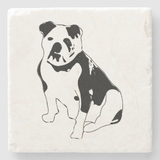 Classic Sitting Bulldog Black and White Art Stone Coaster