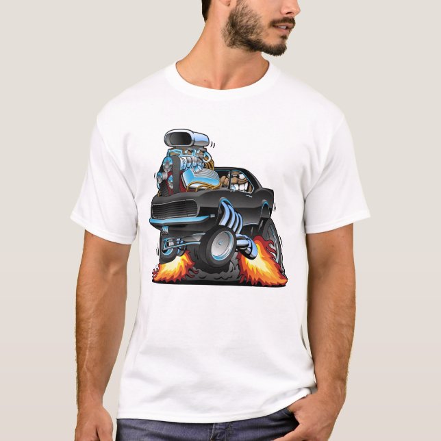 Classic Sixties American Muscle Car Cartoon T-Shirt (Front)