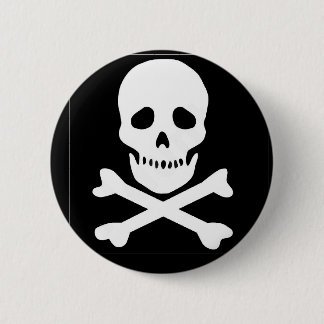 classic skull and crossbones 6 cm round badge