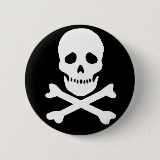 classic skull and crossbones 6 cm round badge