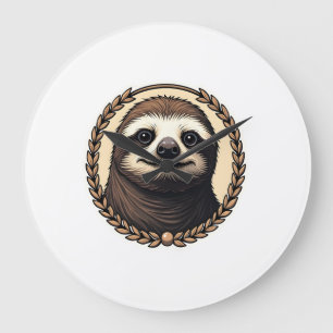 Classic Sloth Engraving Nature Shirt (1) Large Clock