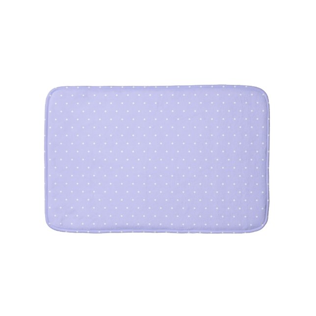 Classic Small Periwinkle White Polka Dots Pattern Bath Mat (Front)
