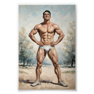 Classic Smiling Male Physique Photo Print