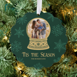 Classic Snow Globe Photo Personalised Christmas Tree Decoration Card