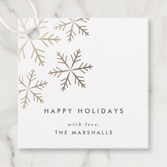 Classic Snowflake Faux Foil Holiday gift tag (Front)