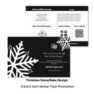 Classic Snowflake Winter Promotion Black & White Flyer