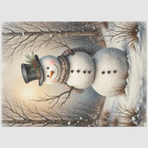 Classic Snowman in Winter Vintage Christmas Tissue Paper