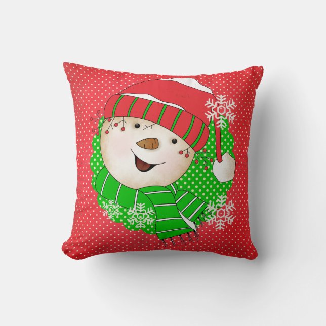 Classic Snowmen Holiday Pillow (Front)