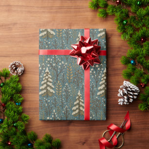 Classic Snowy Winter Forest Trees Art Pattern Wrapping Paper