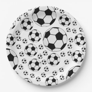 Classic Soccer Ball Graphic Traditional Sports Fan Paper Plate