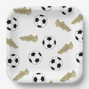 Classic Soccer Cleats Ball Football Fans Paper Plate