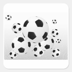 Classic Soccer Football Balls Flying Sports Square Sticker