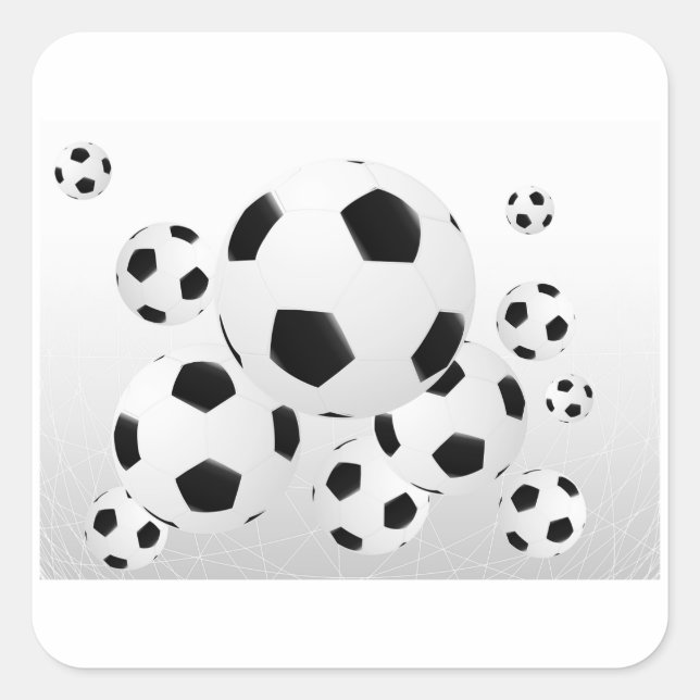 Classic Soccer Football Balls Flying Sports Square Sticker (Front)