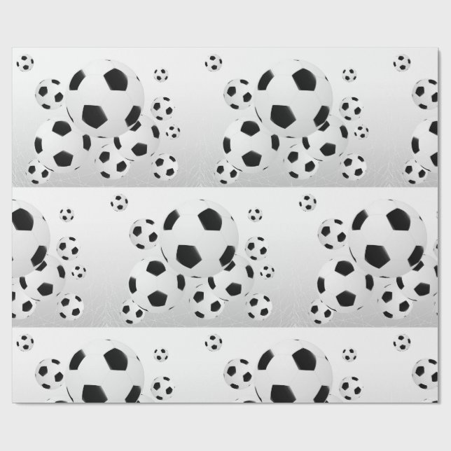 Classic Soccer Football Balls Flying Sports Wrapping Paper (Flat)