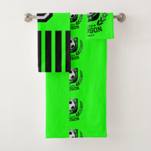 Classic Soccer Shield Custom Text and Background Bath Towel Set