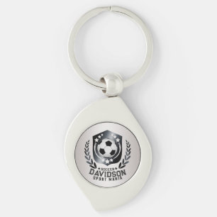 Classic Soccer Shield Custom Text and Background Key Ring