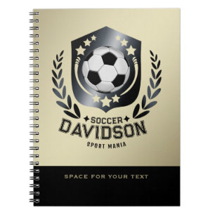 Classic Soccer Shield Custom Text and Background Notebook