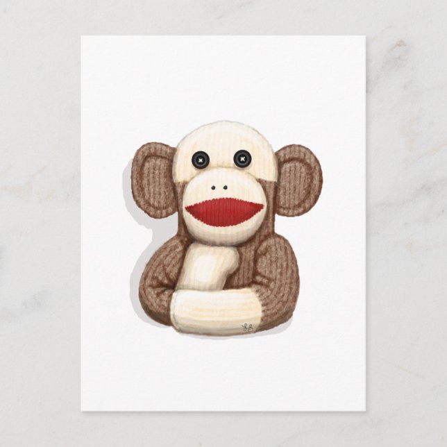 Classic Sock Monkey Postcard (Front)