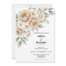 Classic Soft Beige Flowers Greenery Wedding