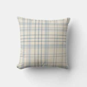 Classic Soft Blue & Beige Plaid Cushion