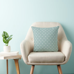 Classic Soft Sage Green White Dots Minimalist Geom Cushion