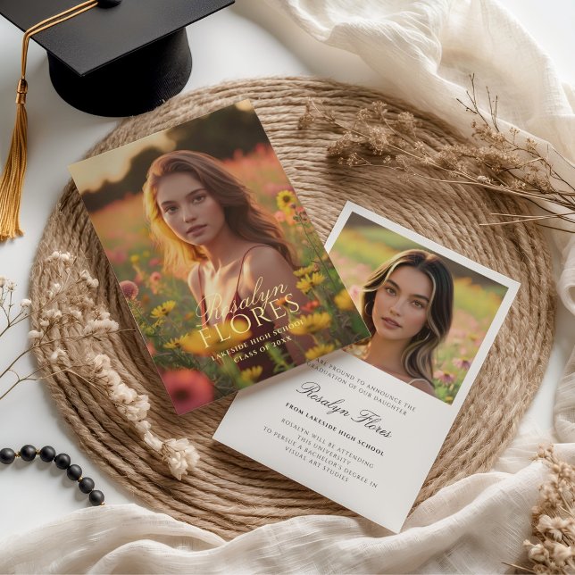 Classic Soft Yellow Calligraphy Graduation  Announcement (Creator Uploaded)