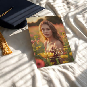 Classic Soft Yellow Calligraphy Graduation  Invitation