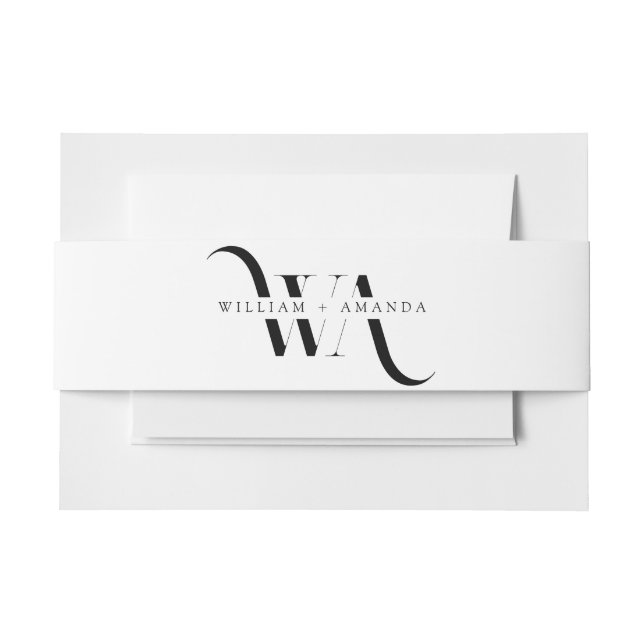 Classic Sophisticated Monogram Modern Wedding Invitation Belly Band (Front Example)