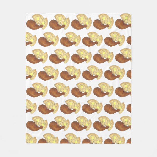 Classic Soul Food Fried Chicken and Waffles Diner Fleece Blanket (Front)