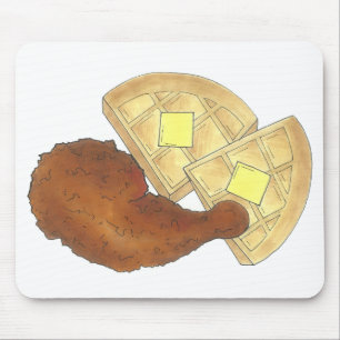 Classic Soul Food Fried Chicken and Waffles Diner Mouse Pad