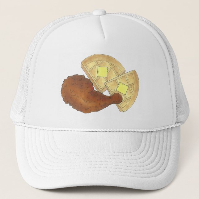 Classic Soul Food Fried Chicken and Waffles Diner Trucker Hat (Front)