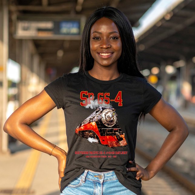 Classic Southern Pacific GS-4 Steam Locomotive T-Shirt (Southern Pacific GS-4 Daylight Steam Locomotive. Womens Basic T-Shirt)