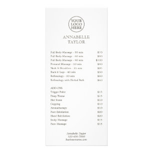 Classic Spa Salon Price List Rack Card