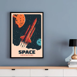 Classic Space Adventure Vintage Poster