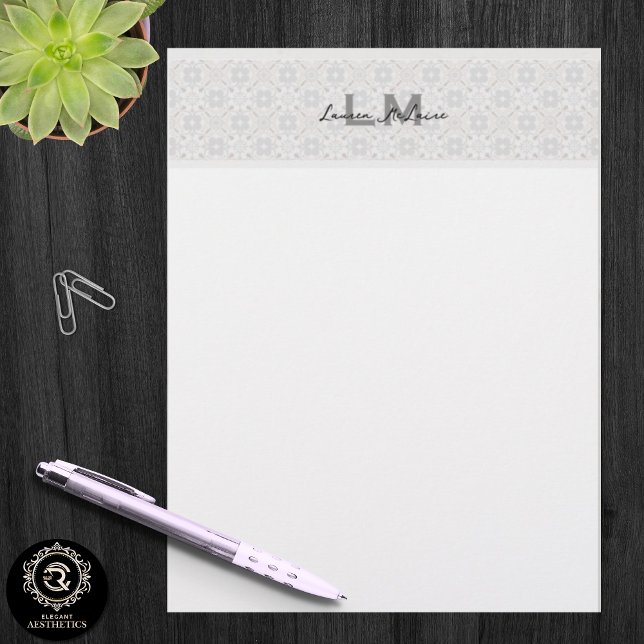 Classic Spanish Tile Monogram Branding Custom Letterhead (Classic Spanish Tile Monogram Branding Letterhead)