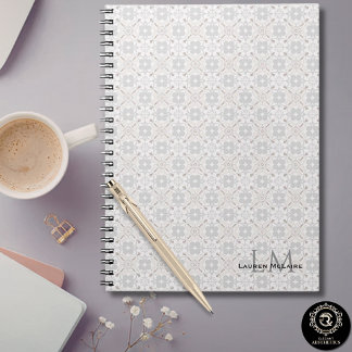 Classic Spanish Tile Monogram Business Style Notebook