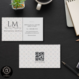 Classic Spanish Tile Monogram QR Business Branding Card