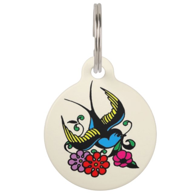 Classic Sparrow Tattoo Pet ID Tag (Front)