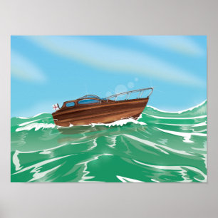 Classic Speedboat Poster